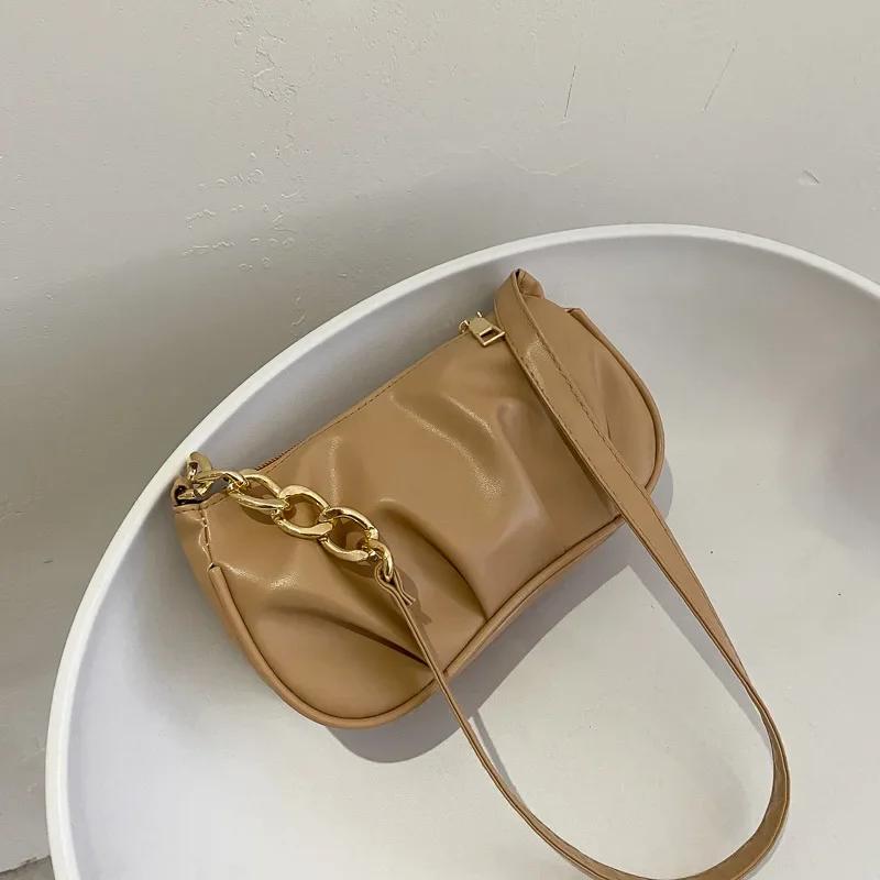 1 Stück Neue Mode und Minimalistischer Trend Tragbare Umhänge-Schultertasche Unterarm Kleine Quadratische Tasche Plissierte Tasche für Frauen im Herbst LS