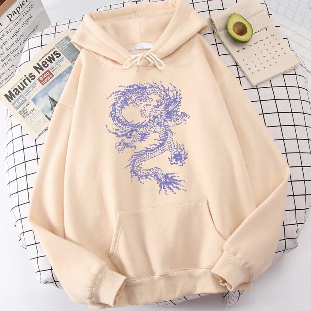 

Women Long Sleeve Hoodie Dragon Tattoo Stickers Funny Printing Hoodies Funny Soft Sweatshirt Classical Loose Top Warm O-Neck Hoodie