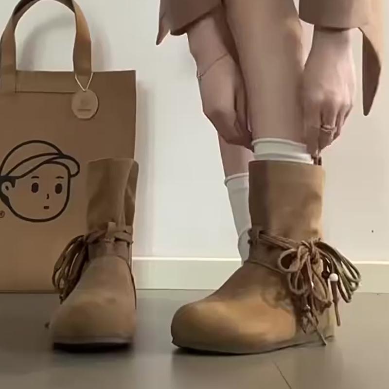 

Flats Women Ankle Boots Designer Lace Up Shoes Winter Fashion Boots Walking Goth Chelsea Boots New Trend Mujer Zapatillas 40