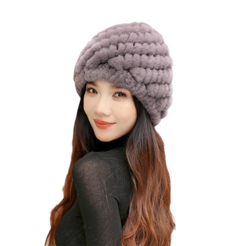 Imitation Otter Kaninchenhaar Hut für Damen, Verdickter Winddichter und Warmer Pelz Ohrenschutz Doppellagiger Ananas-Hut für Herbst und Winter