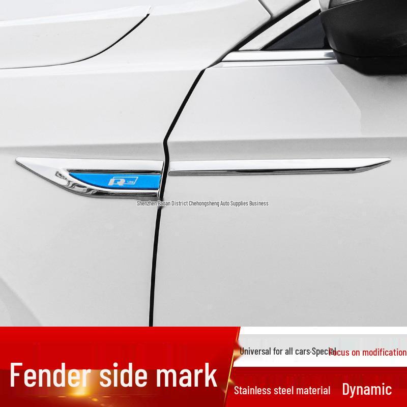 

Универсальная 3D металлическая наклейка на бок автомобиля в стиле лезвия для украшения двери и крыла Stainless Steel Large