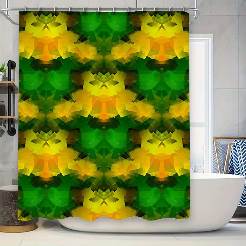 

Vibrant Geometric Shower Curtain Pink Red Yellow Pattern Printed Bath Room Decorative Waterproof Bathroom Liner Fabric 72X84In ( W60H190(CM)-1 Pcs