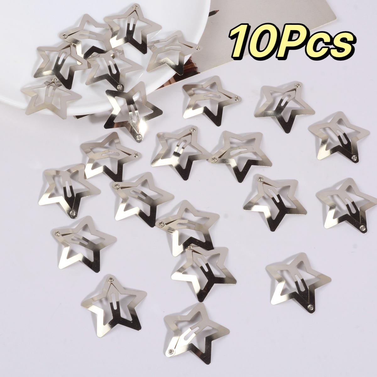 

10/20/30pcs Metal Star Headwears Women Girls Y2K Silver Hair Clip Barrette Sweet Snap Bobby Pins Punk Hair Clips Accessories 3.2CM