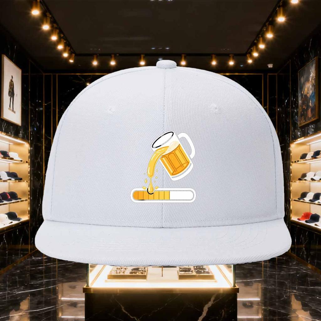 Beer Loading Bar Funny Graphic Flat Brim Baseball Cap Polyester Casual Streetwear Snapback Hat