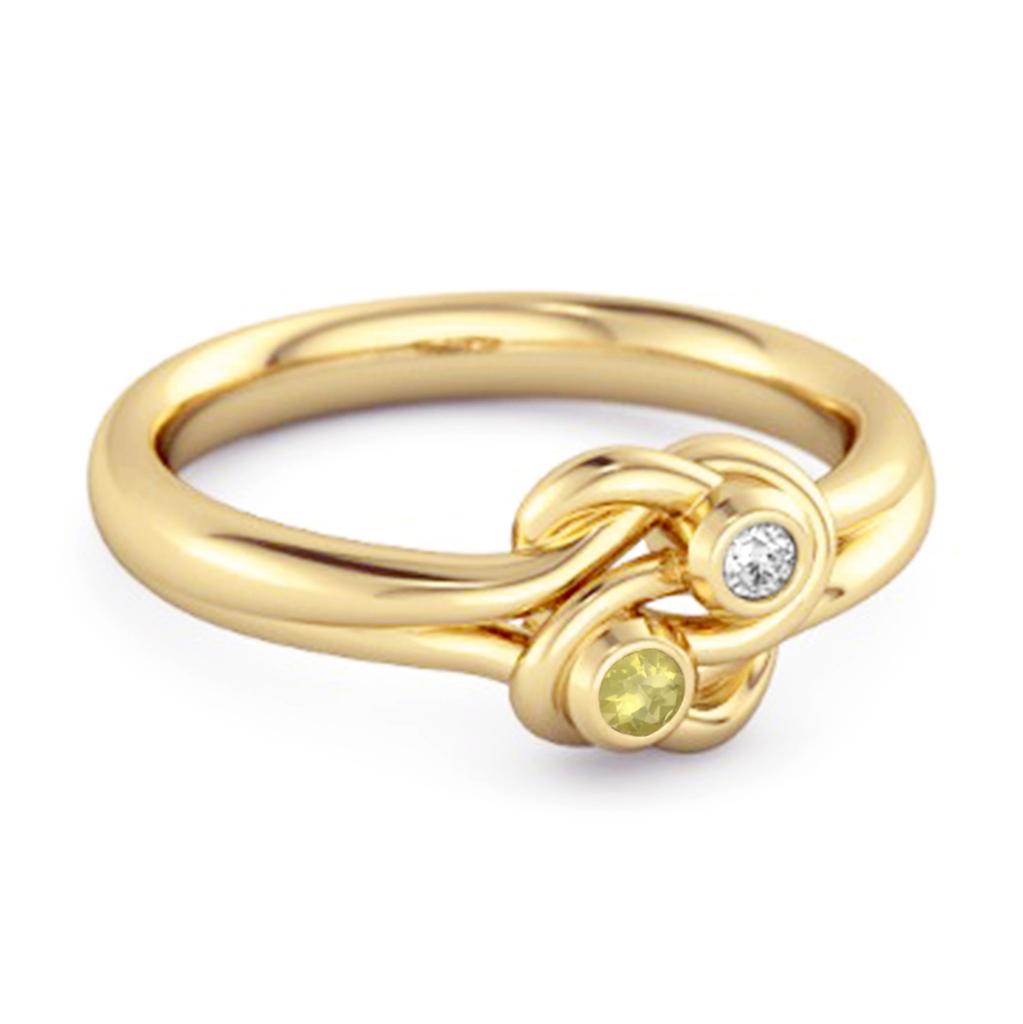 Lemon Quartz Dual Stone Stackable Ring - 925 Sterling Silver Gold Vermeil