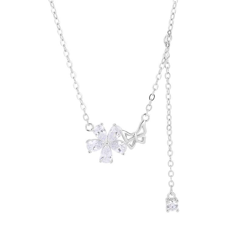 S925 Korean Flower Tassel Necklace - Fresh, Sweet Fairy Style