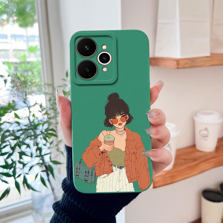 Cartoon Case For Realme 15 Pro Cute Dinosaur Liquid Silicone Lens Protection Back Cover Soft Phone Cases For Realme 15Pro 5G