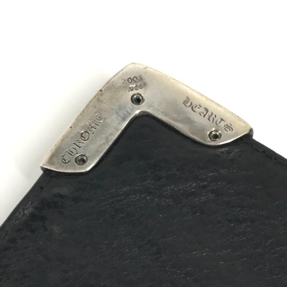 CHROME HEARTS Single Fold LNG SNGL FLD TIPS 2-fold Long Wallet Black/Silver