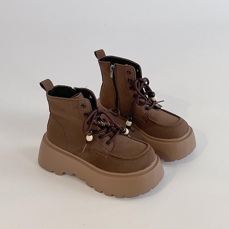 

Retro Mori versatile front lace-up platform Martin boots women s autumn and winter fashion British style thick heel short boots fashion boots 40 коричневий