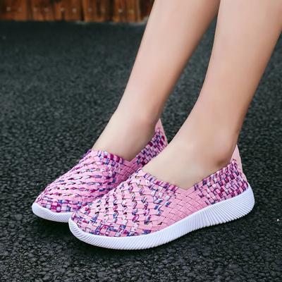 Chaussures de Mode pour Femmes Été Tissage Bande Élastique Ballerines Décontractées Respirantes Baskets Féminines 2024 Printemps Mocassins pour Dames à Enfiler Zapatos Mujer