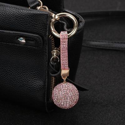 Neu Strass Strass Hohe Qualität Lederband Kristall Ball Auto Keychain Charme Anhänger Schlüssel Ring