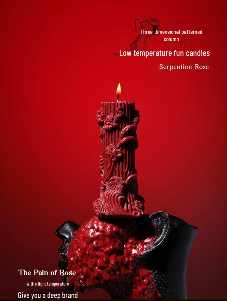 European 3D Pattern Scented Candle - Elegant Low-Temperature Pillar for Home Decor & Romantic Ambiance