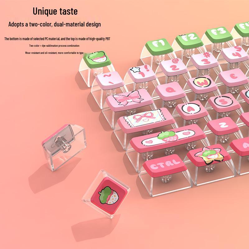 Translucent PBT Dye-Sublimation Mechanical Keyboard Keycaps with Milk Gradient 38x16x3 cm
