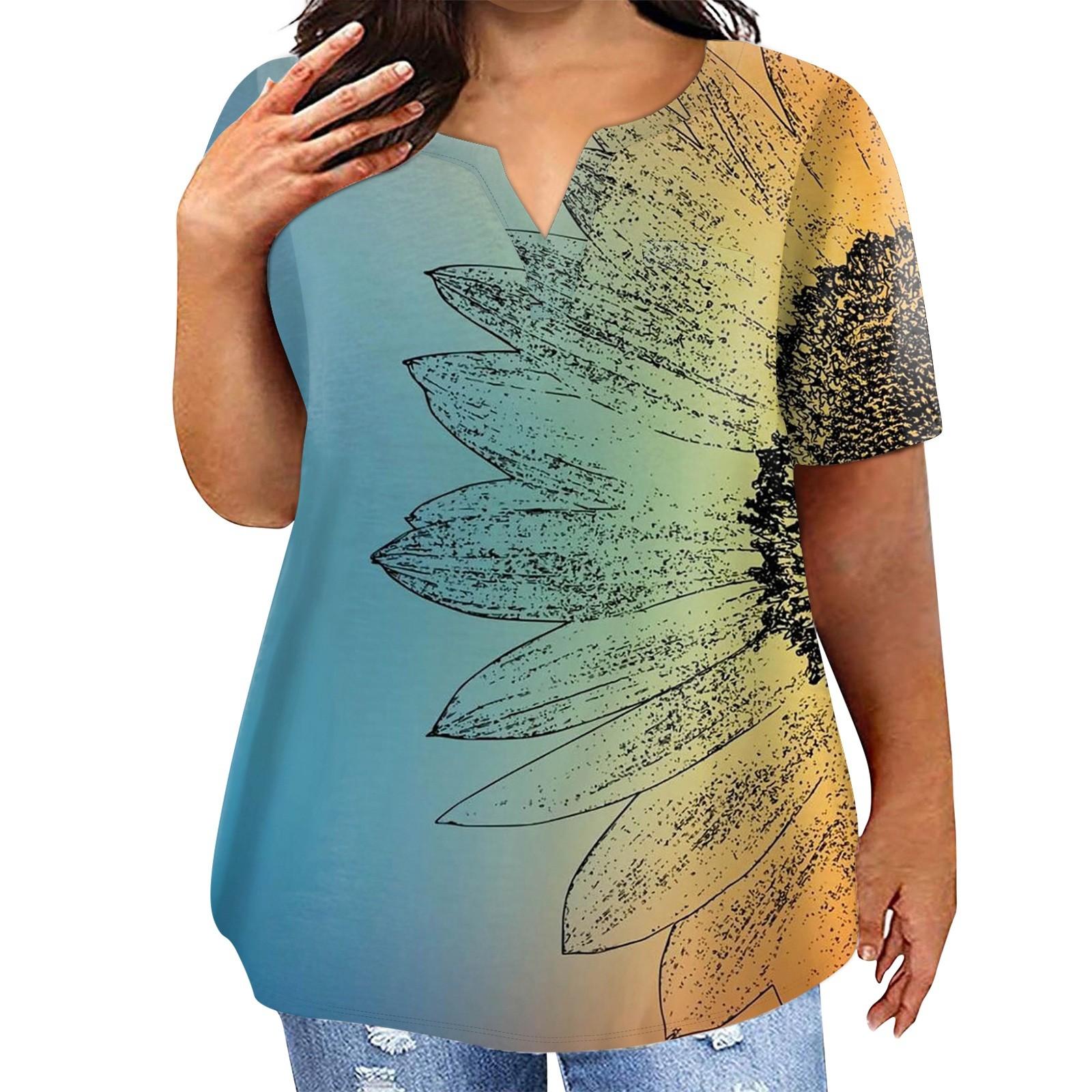 

Женская футболка большого размера, повседневная однотонная футболка с v-образным вырезом и короткими рукавами, карманный топ L золотой