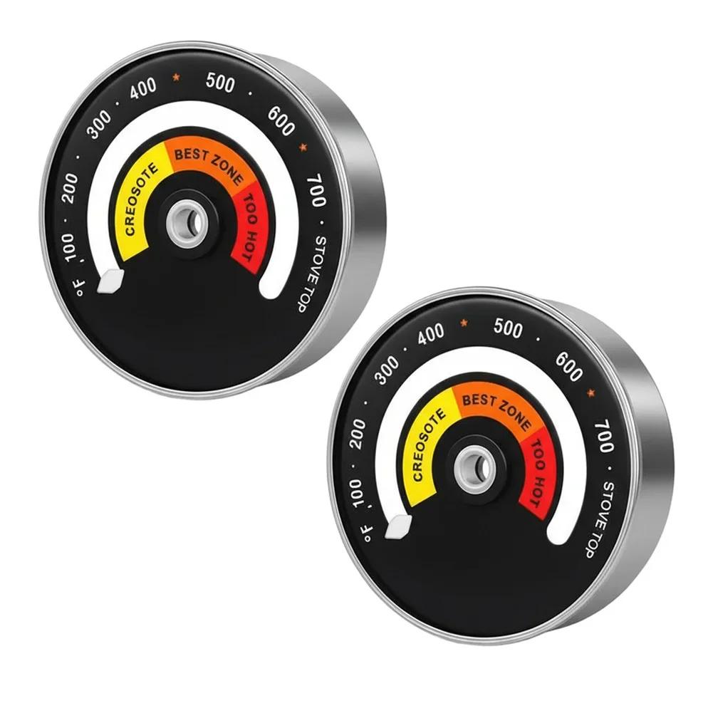Magnetic Oven Thermometers Pack of 2 for Fireplace Stove and Wood Burner with Large Bimetal Sensor for Accurate Reading