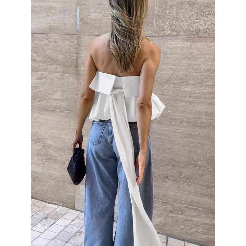 Fashion Style Fashion New Arrival Tops French Satin Sexy Tube Top Backless Lace up Vest Sexy Vest Top