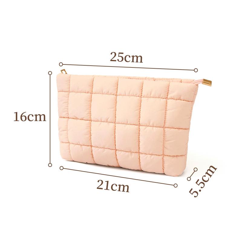 Stylish Square Quilted Makeup Bag for Women Lightweight Cosmetic Storage Clutch Portable Pouch for Girls Travel Bathroom Use