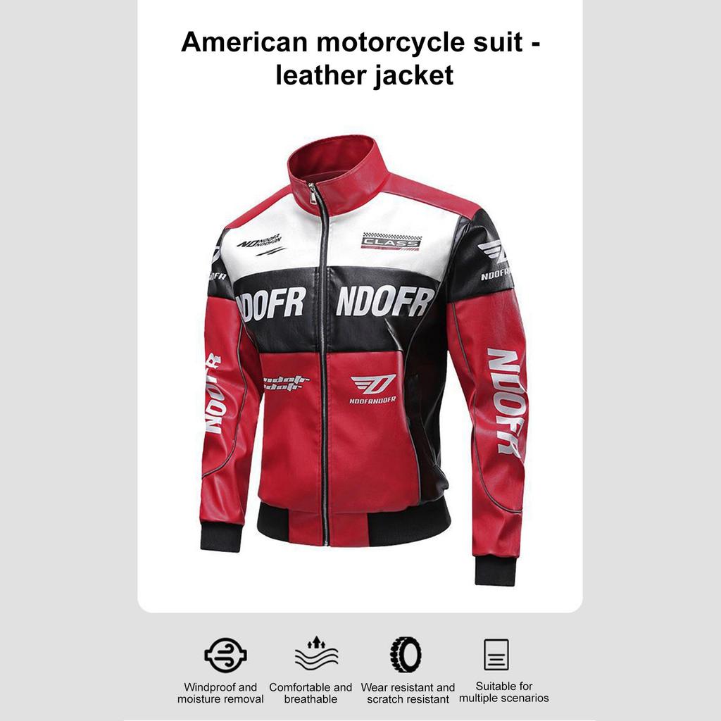 Veste de moto en cuir, ample et tendance, pour homme, brodée