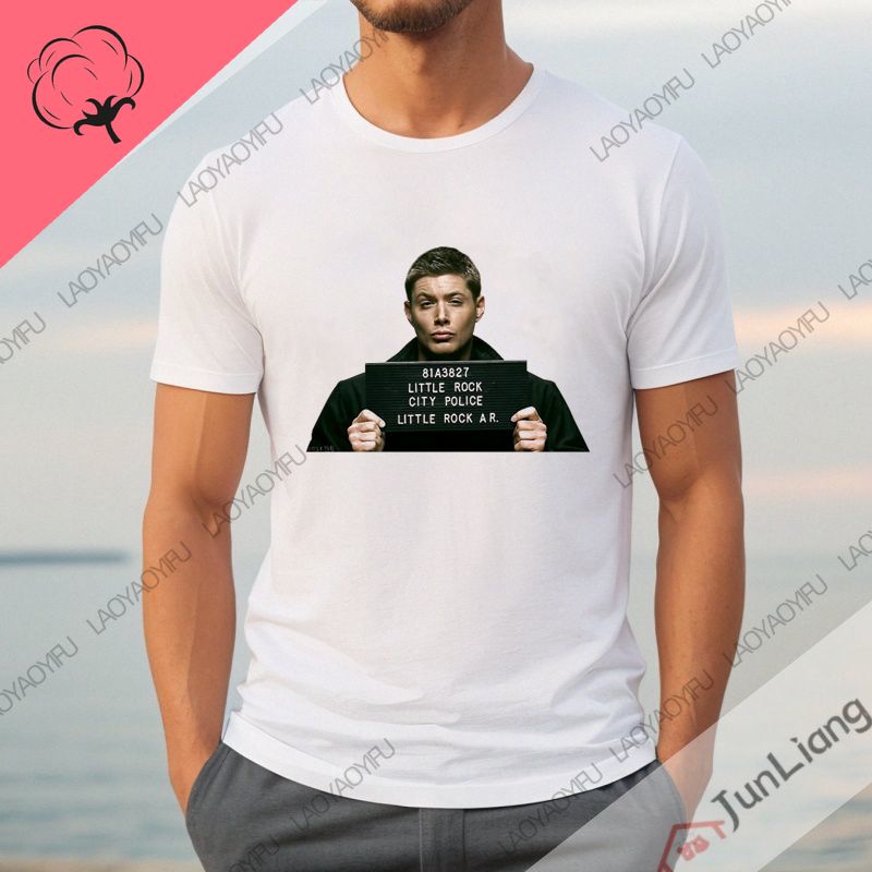 Jensen Ackles Mens Classic Unisex Cotton Tshirt Classic Tee Summer Short Sleeve Baggy Top Streetwear