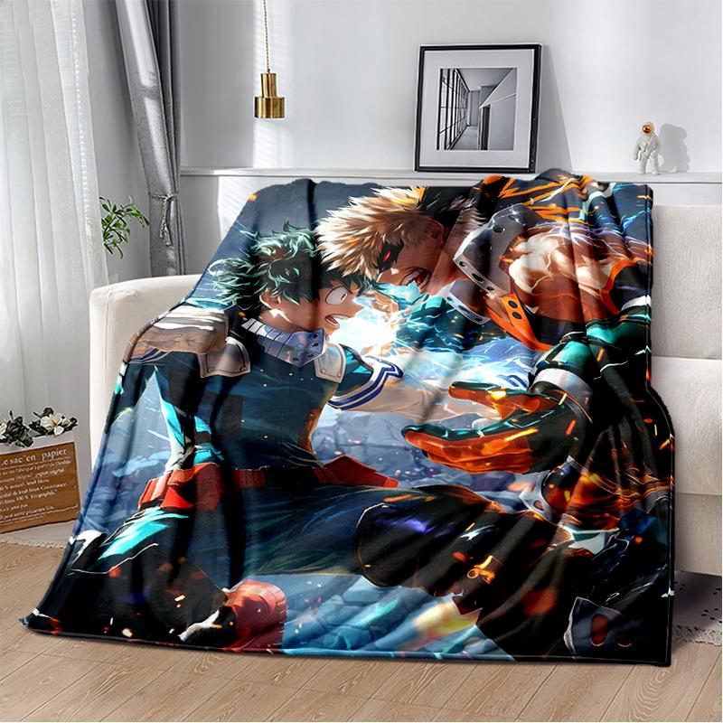 3D My Hero Academia Deku Bakugou Cartoon Anime Blanket,Soft Throw Blanket for Home Bedroom Bed Sofa Travel Picnic Cover Kids