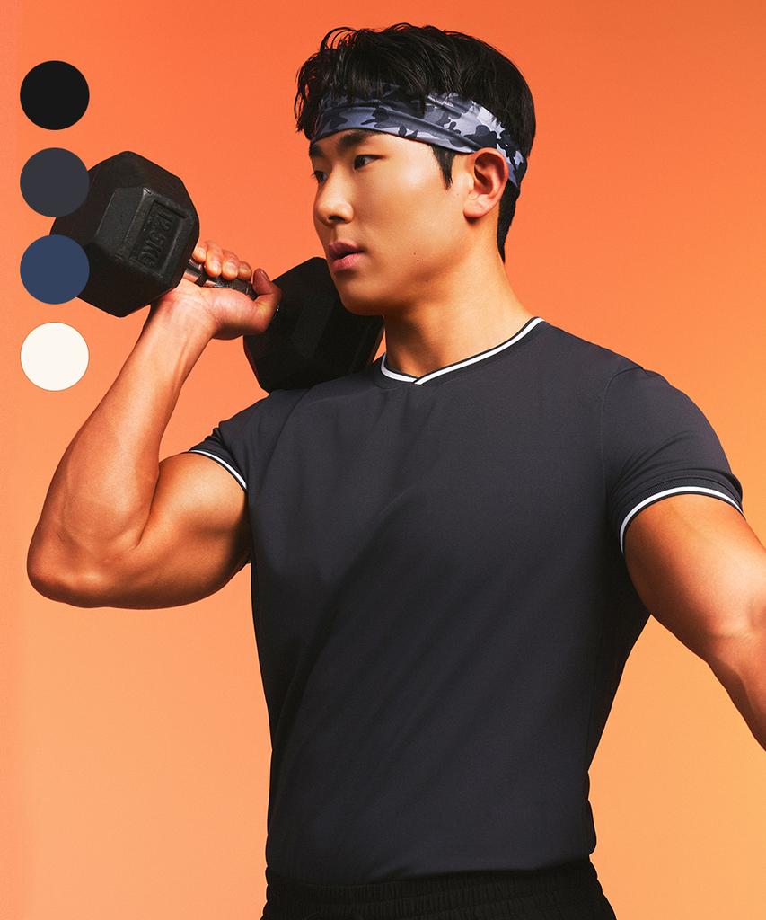 MUSINSA STANDARD SPORTS Dry-Act Muscle Fit Neck-Point Short Sleeve (4 Colors)
