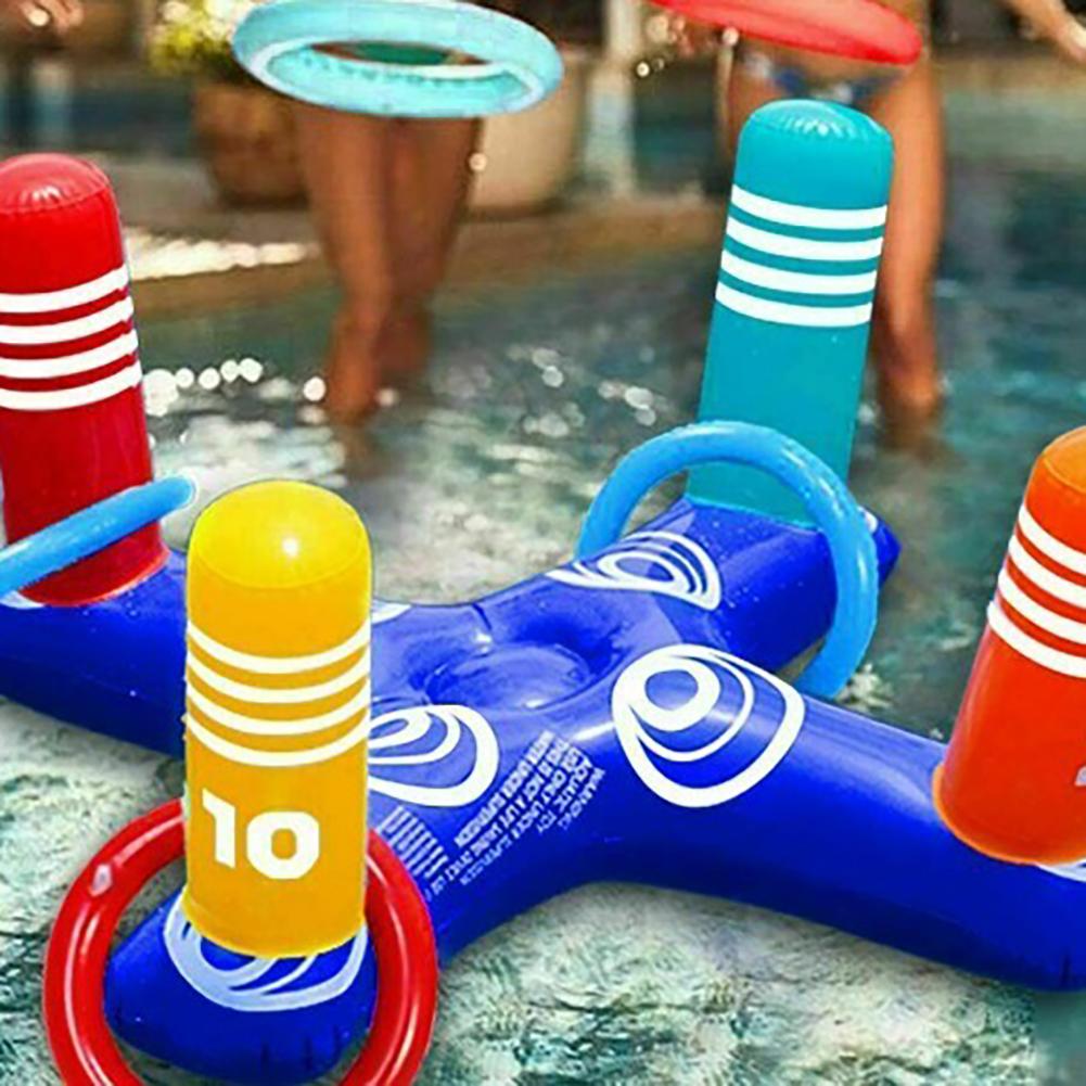 Inflatable Pool Ring Toss Games Kit With Rings Multiplayer Pool Throwing Game Kids Family Water Fun Beach Party Toys