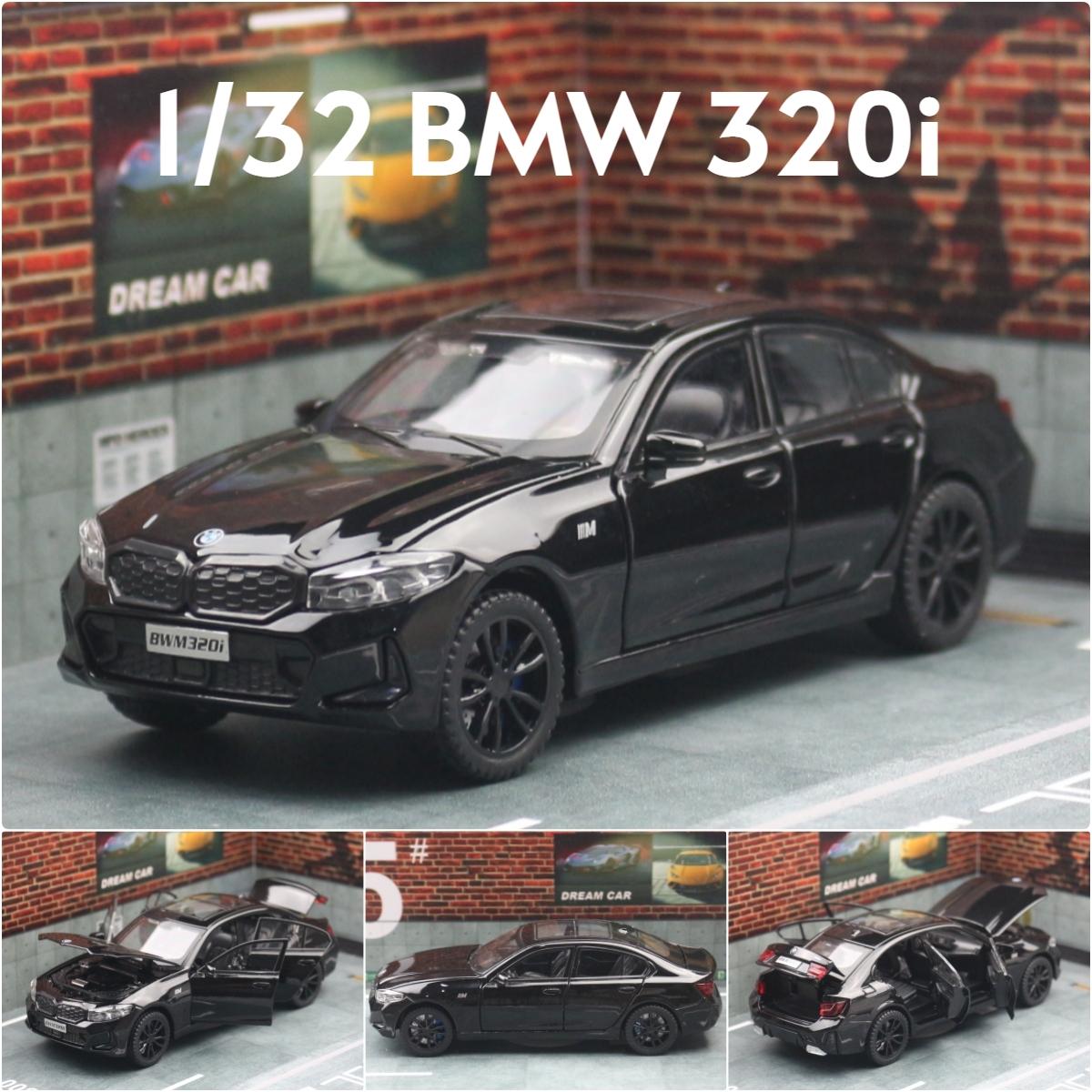 

1/32 BMW 320i Sedan Miniature Diecast Toy Car Model Sound & Light Doors Openable Educational Collection Gift for Children Boy чёрный