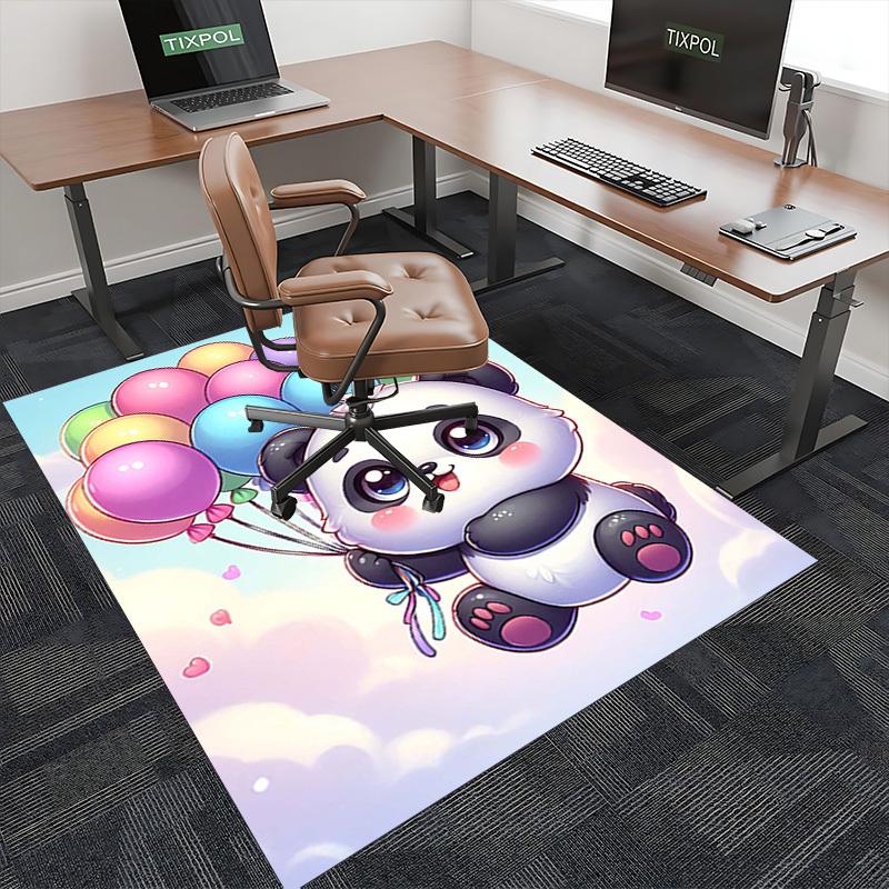 1pc Kawaii Panda Balloons Chair Mat - Anime Cartoon Design, Non-Slip Carpet for Office Chairs, Festive Gift, Suitable for All Seasons, Home Decor, Liv