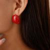 Drip Geometric Oval Silver Needle Earrings Ankola Red Fashion Earrings