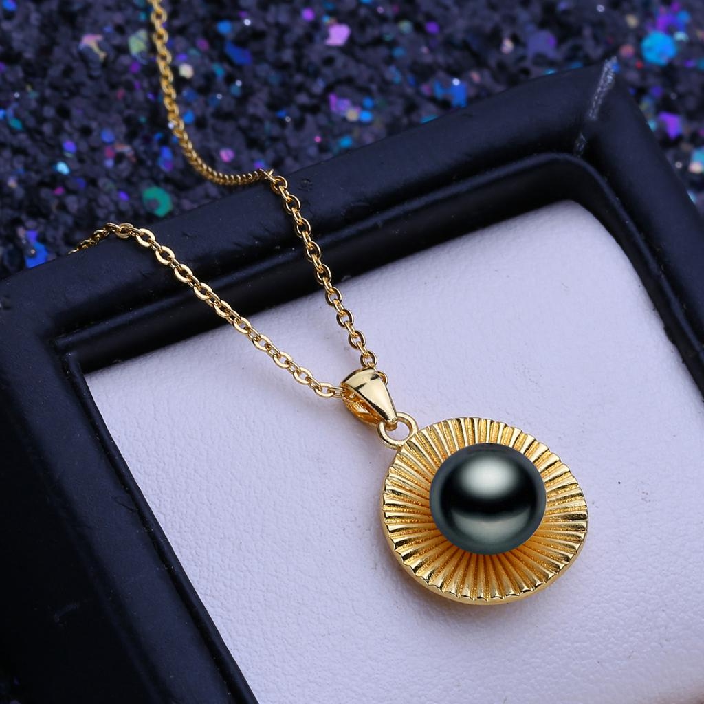 LSOOYH Přírodní sladkovodní perlové šperky náhrdelníky Vintage stříbrné barvy kulatý přívěsek Elegantní dárky pro ženy