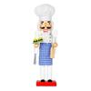 Nutcrackers Soldier Christmas Ornament Chefs Design Blue Checkered Apron Figurine Home Decors Centerpieces Sculpture