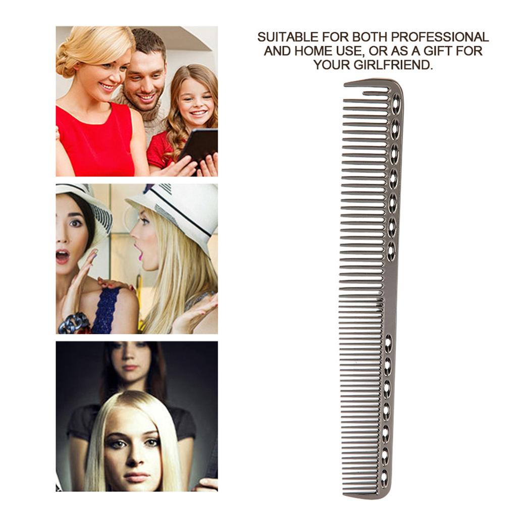 Professional Hair Comb Space Aluminum Stainless Steel Anti  Static Comb Beauty Tools Black02