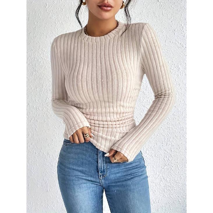 Minimalist Style New Round Neck Long Sleeved T-Shirt For Autumn And Winter Commuting, Versatile Base Shirt And Top