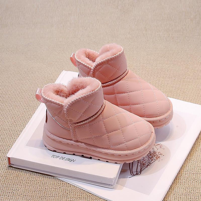 

Winter Snow Boots Boys Add Velvet Thickened Cotton Thick Soft Soled Short Boots Girls Comfortable Solid Color Kids Shoes 31 рожевий