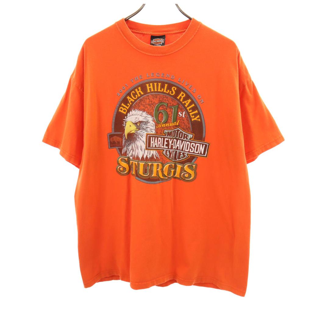 HARLEY DAVIDSON Short sleeve T-shirt XL Orange Men's Used