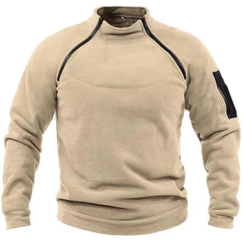 Stehkragen Herrenpullover Hält warm im Herbst und Winter Locker Einfarbig Outdoor-Sport Warm und Atmungsaktiv Taktische Herrenbekleidung