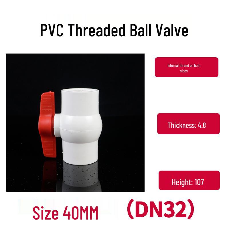 PVC Ball Valve with Threaded Inner Teeth for Water Supply (Sizes: 20, 25, 32, 40, 50, 63, 75, 90, 110)