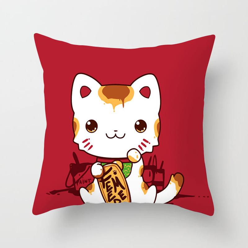 New Style of Lucky Cat Series Pillowcases, Home Office Sofa Pillow Cushion Covers, Seats