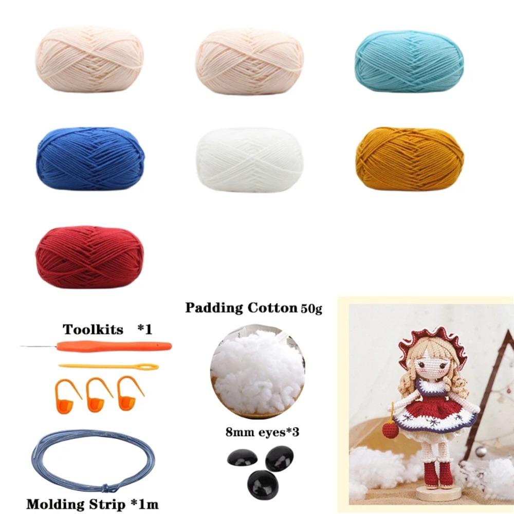 Christmas Crochet Girls Set Amigurumi Handmade Knittin Doll DIY Hook Materials Kit For Christmas Decoration Crafts Child Gifts