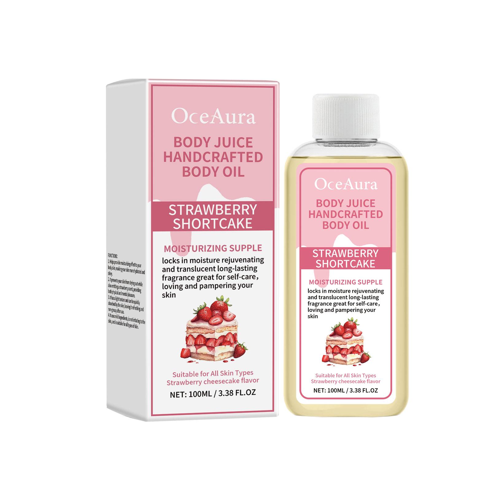 OceAura Huile Corporelle Parfumée à la Vanille Fragrance Longue Durée Hydratante Rajeunissement de la Peau Huile de Coco Huile de Massage Corporel Fraise