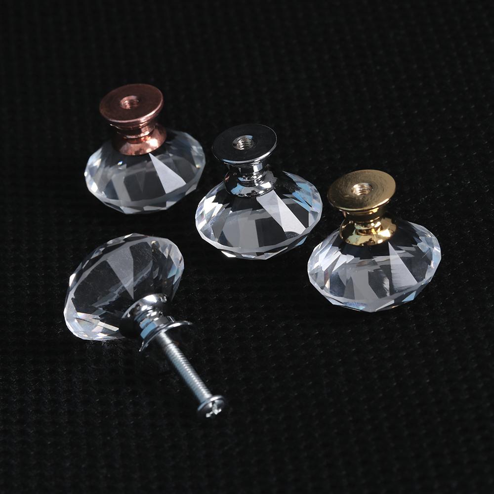 

Cabinet Handles Furniture Crystal Glass Knobs Diamond Shape Pull Handle Door Knobs Cupboard Pulls срібний