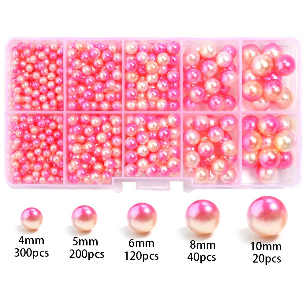 10Grids 4/5/6/8/10mm ABS Imitation Pearl Beads Kit Gradient Color No Hole Round Loose Beads For DIY Jewelry Making Accessories