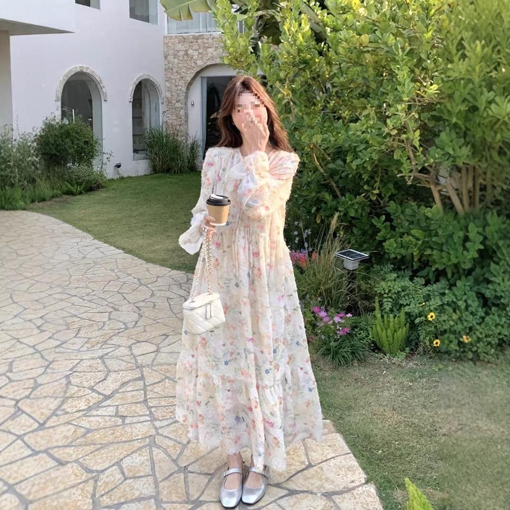 Super Fairy Gentle Wind Romantic French Chic Dopamine Floral Dress New Temperament Pendulum Dress Women's Spring
