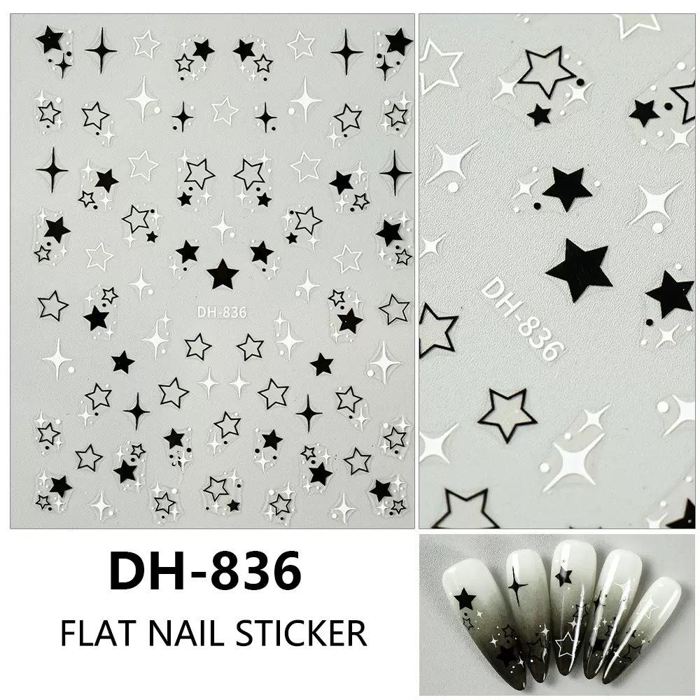 DIY Shiny Star Nail Art Stickers - Transparent, INS Style, Adhesive Four-Pointed Stars