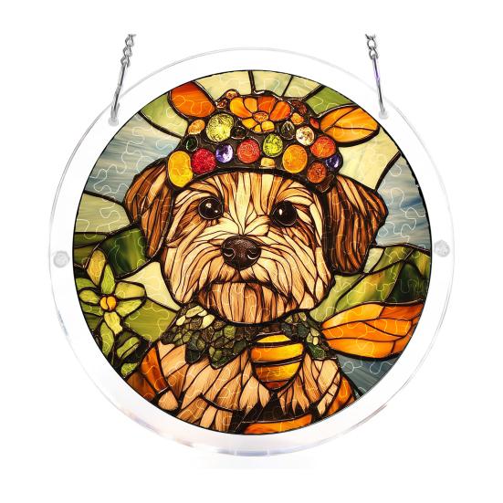 Acrylic Puzzles Suncatcher 83 Pieces Stained Glass Style Window Hanging Ornament DIY Jigsaw Puzzle