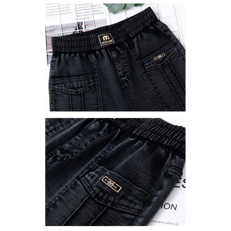 Summer Women's Jeans Stretch High Waisted Slim Fit Casual Cropped Pants Haren Pants Middle-aged Mom