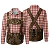 Men’s 3D Printed Plaid Long Sleeve Button Down Shirt with Classic Collar Relaxed Fit for Festival Party Outdoor Casual Wear