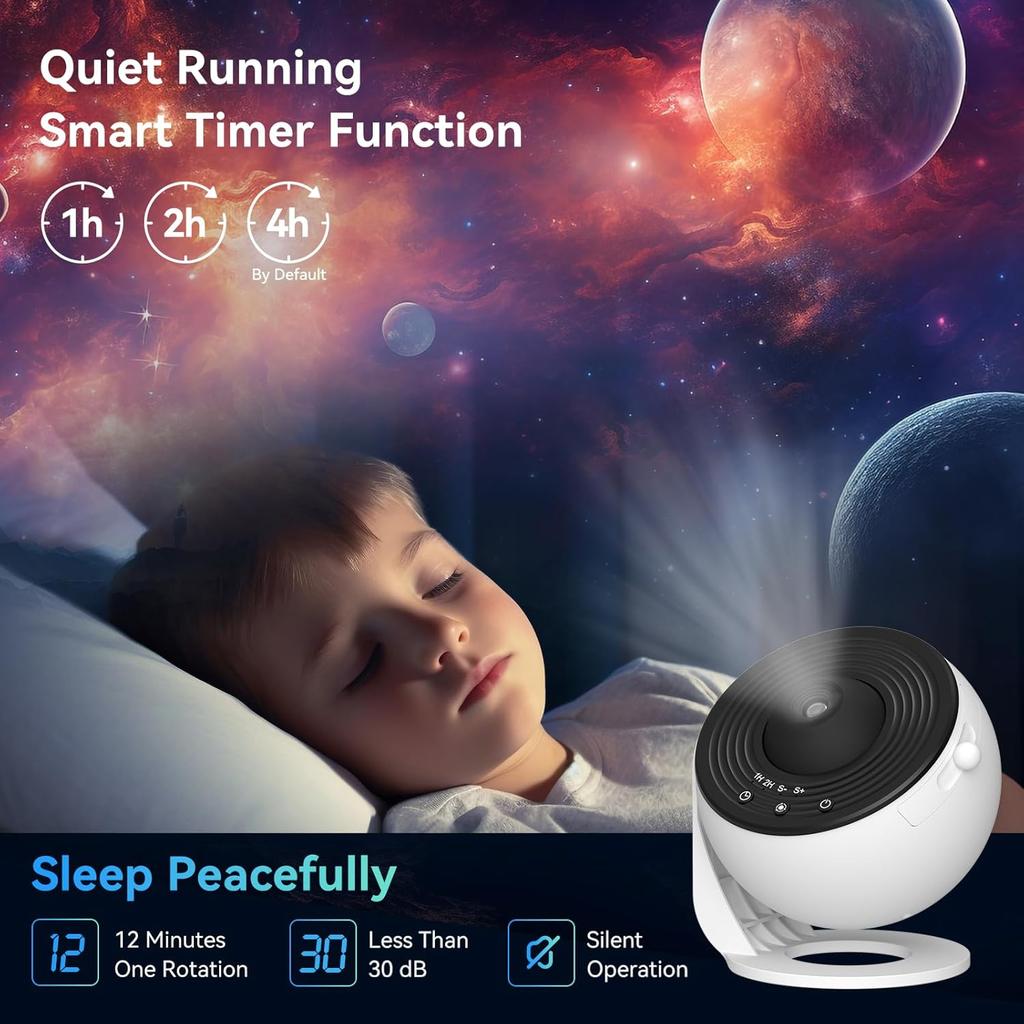 Luci Proiettore Galassia, Planetario 12 in 1 Stella Cielo Stellato Luce Notturna con Costellazione Sistema Solare Luna per Camera da Letto Soffitto Decorazione Stanza Casa