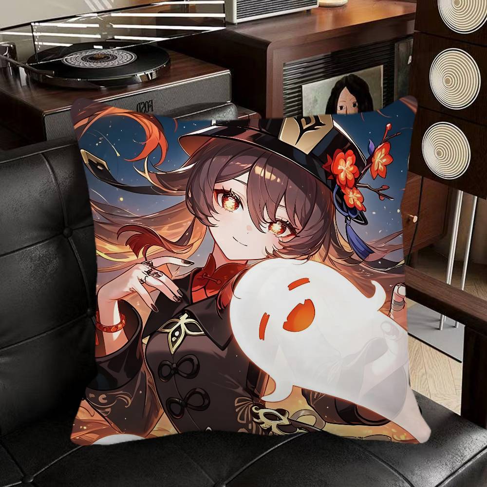Hu Tao Genshin Impact Game Pillow Case Square Pillow Bedroom Sofa Leisure Comfort Cushion Car Home Decoration