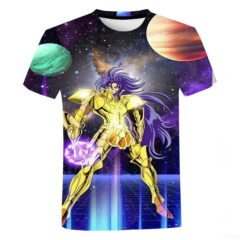 Saint Seiya 3D Harajuku Hoodie Short Sleeve Top Hip Hop Anime Men's and Women's T-shirt